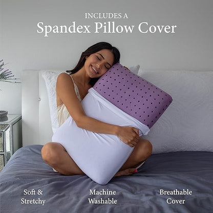 Pharmedoc Cooling Memory Foam Bed Rest Pillows, 1 Pack, Ventilated Lilac Dreamer, Reading, Standard, Back and Side Sleeper Support, Sleeping Pillows for Adults