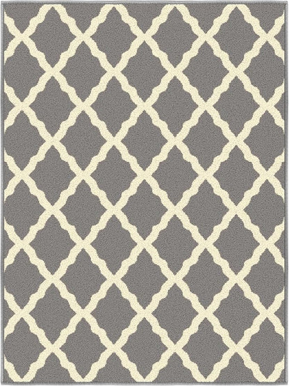 Ottomanson Glamour Collection Non-Slip Rubberback Moroccan Trellis Design 2x3 Indoor Area Rug/Entryway Mat, 2'3" x 3', Gray