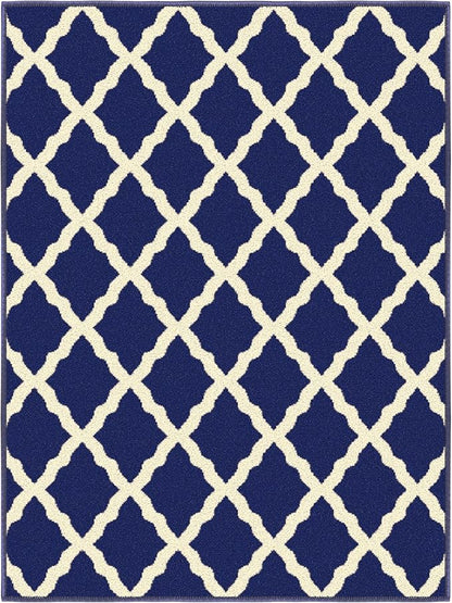 Ottomanson Glamour Collection Non-Slip Rubberback Moroccan Trellis Design 2x3 Indoor Area Rug/Entryway Mat, 2'3" x 3', Navy