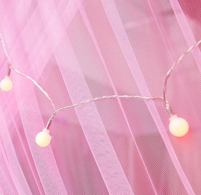 Mengersi Bed Canopy Mosquito Net for Bed,Canopy Bed Curtains Elegant Bed Drapes Screen Netting Canopy Curtains Bedroom Decor (Pink, California King)
