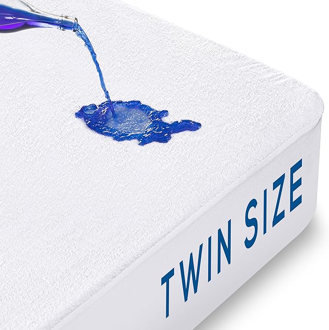 Utopia Bedding Waterproof Mattress Protector Twin Size, Premium Terry Mattress Cover 200 GSM, Breathable, Fitted Style with Stretchable Pockets (White)
