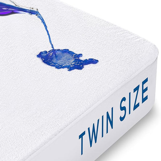 Utopia Bedding Waterproof Mattress Protector Twin Size, Premium Terry Mattress Cover 200 GSM, Breathable, Fitted Style with Stretchable Pockets (White)