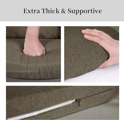 HOMBYS 5 PCS Glider Rocker Replacement Cushions with Storage Side Pocket,Linen-Like Fabric, Foam & Microfiber Filling, Non-Slip & Washable,Thickened & Supportive for Glider Rocking Chair,Coffee
