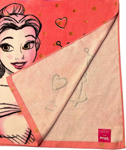KOMARKIDS Disney Princess Belle 2 Tones Pink Princess Crown Hearts and Polka dots,#TeamBelle Poncho Hooded Towel