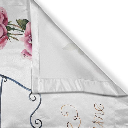 Ambesonne Yorkie Kitchen Curtains, Yorkshire Terrier in Pink Dress Having a Tea Party Tea Time Butterflies Roses, Window Drapes 2 Panel Set for Kitchen Cafe Decor, 55" x 39", Pink White