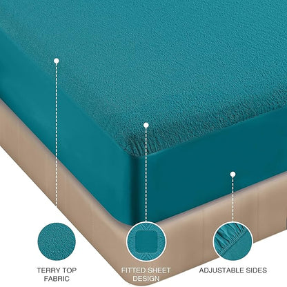 Utopia Bedding Waterproof Mattress Protector Queen Size, Premium Terry Mattress Cover 200 GSM, Breathable, Fitted Style with Stretchable Pockets (Denim)