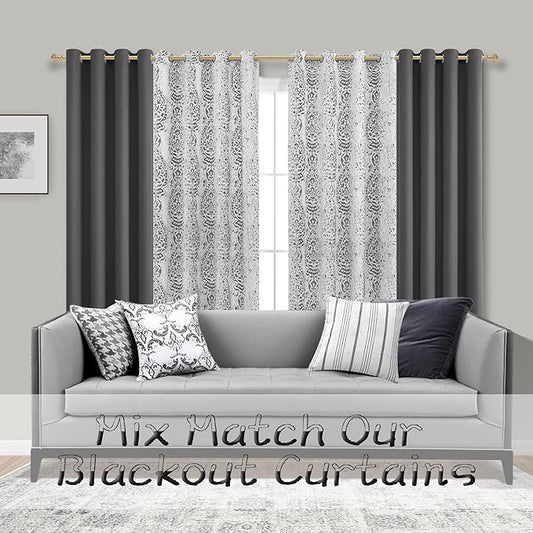 Mrs.Naturall Window Curtains Drapes 84 Inch Length 2 Panels Set,Thermal Insulated Grommet Cortinas Blackout para Cuarto,Dark Grey/Gray