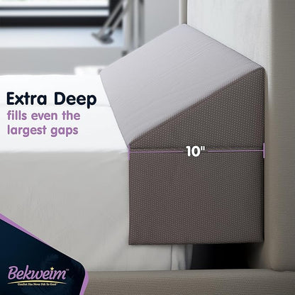 Wedge Pillow Headboard Bed Gap Filler Queen - Headboard Pillow Queen Size 60 X 10 X 6 - Long Pillow for Bed Wedge Gap Filler with Large Pocket for Bed Accessories - Mattress Gap Filler (Grey)