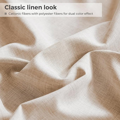 Queen Sheets Brown, Ultral Soft Cationic Linen Look Sheets, Luxury Cooling Cozy Bed Sheet Set with Non-Slip Fitted Sheet
