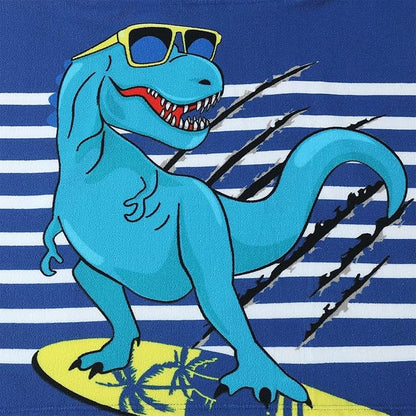Dinosaur Bath Towel for Toddler Boys, Pool Hooded Towel for Kids, Hooded Bath Beach Towel Poncho for Bath/Pool/Beach Swim Cover with Drawstring Bag (Blue Dinosuar (24x24 inches))