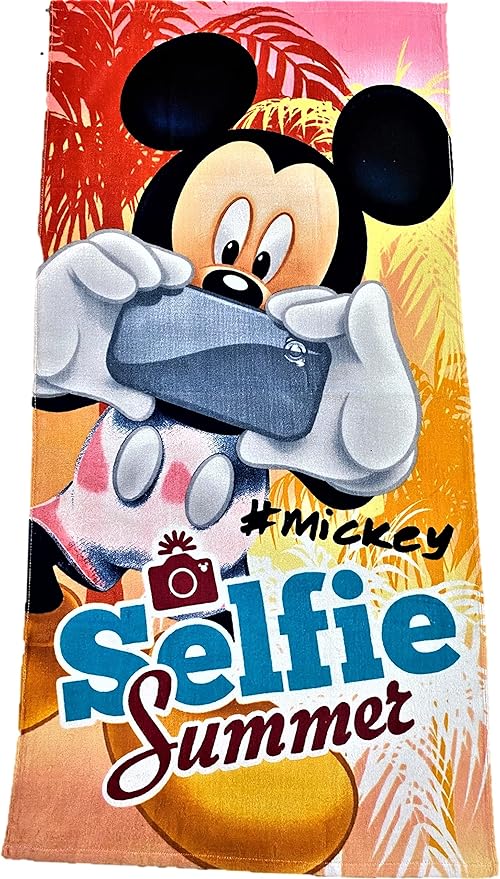 Boys Mickey Mouse Hooded Poncho with Mickey Logo and Rainbow Print
