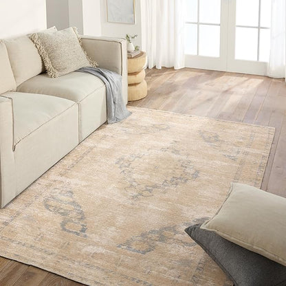 Jaipur Living Natural, Jute 5x8 Area Rug, Boho, Tan and Slate, Living Room Rug, Bedroom Rug