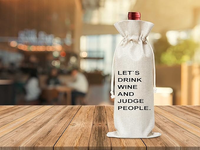 Birthday Gifts Wine Bag - Gift For Colleague, Co-worker, Boss, Emplyoee, Dad, Mom, Grandpa, Grandma Superior and Neighbor - Cotton Burlap Wine Bag (1 Pcs) - WB043