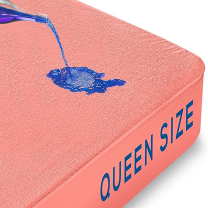 Utopia Bedding Waterproof Mattress Protector Queen Size, Premium Terry Mattress Cover 200 GSM, Breathable, Fitted Style with Stretchable Pockets (Coral)