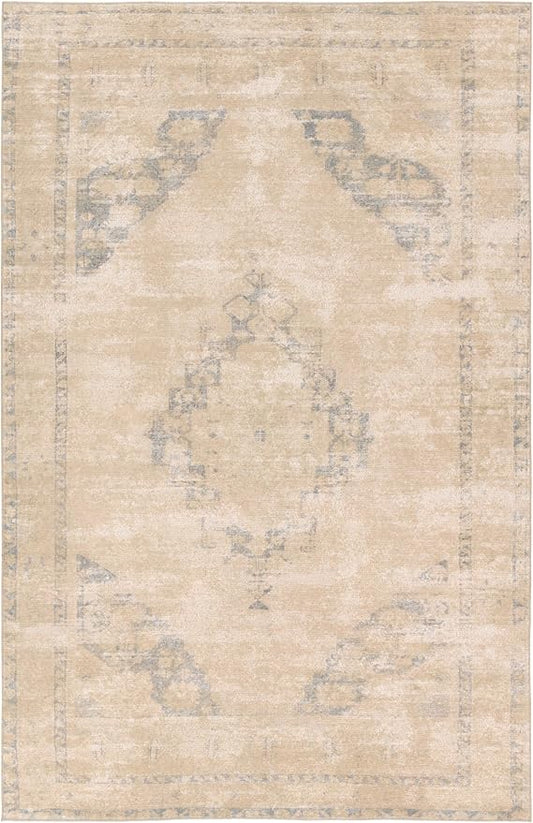 Jaipur Living Natural, Jute 5x8 Area Rug, Boho, Tan and Slate, Living Room Rug, Bedroom Rug