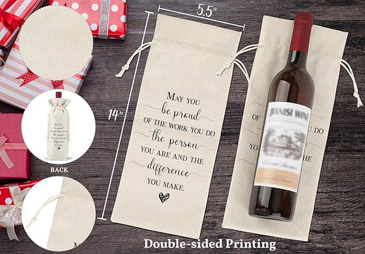 TCJIU May You Be Proud of The Work You Do,Thank You Gifts for Colleagues,Friends,Employee,Bosses,Gift for Encouragement,Appreciation Gifts,Boss Day Decorations,Reusable Wine Bags With Drawstring,L18