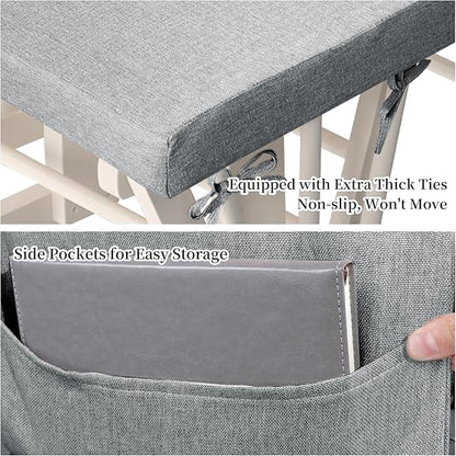 HOMBYS 5 PCS Glider Rocker Replacement Cushions with Storage Side Pocket,Linen-Like Fabric, Foam & Microfiber Filling, Non-Slip & Washable,Thickened & Supportive for Glider Rocking Chair, Grey