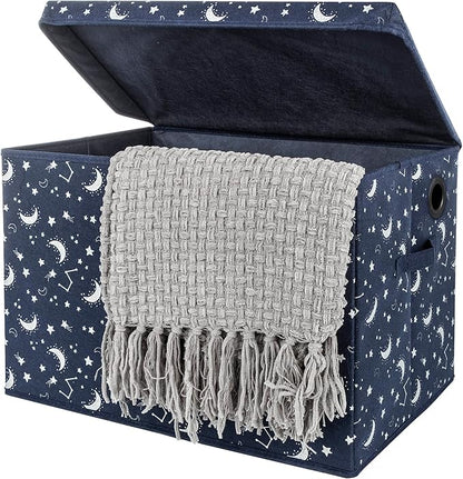 Sammy & Lou Collapsible Felt Soft Toy Box Toy Chest for Toddlers Toy Storage Organizer with Handles and Hinged Lid, 22 x 14.5 x 15 inches, Constellation