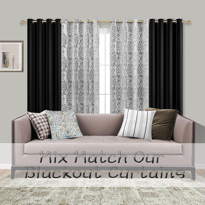 Mrs.Naturall Dark Curtains for Bedroom Windows,Thermal Insulated 100% Blackout Curtain Panels,63 Inch Length,2 Panels Set,Black