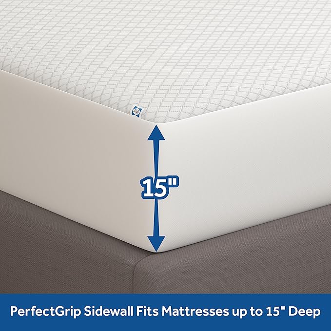 Sealy Spot and Stain Protection Fitted Mattress Protector- King Size Soft Polyester Waterproof Mattress Cover