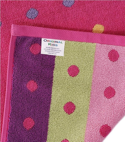 Bath Time Kids Bath Mat - Sugar & Spice 100% Cotton Reversible Shower Mat - Soft Absorbent 1100 GSM Toddler Bath Tub Mat - Step Out Towel Floor Mat -Not a Bathroom Rug-21x34- Pink Multi