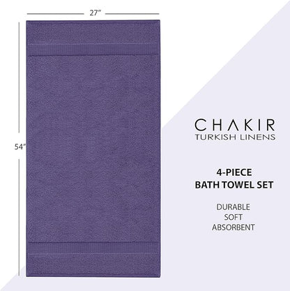 Chakir Turkish Linens | Hotel & Spa Quality 100% Cotton Premium Turkish Towels | Soft & Absorbent (4-Piece Bath Towels, Plum)