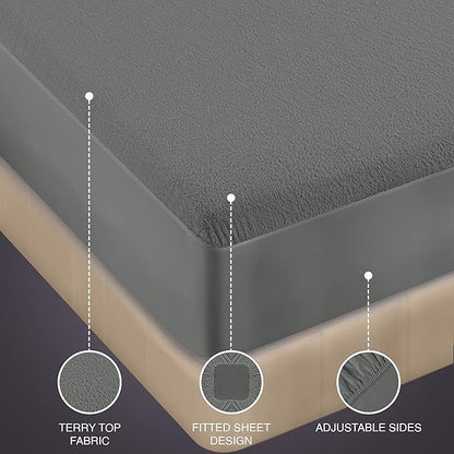 Utopia Bedding Waterproof Mattress Protector Full Size, Premium Terry Mattress Cover 200 GSM, Breathable, Fitted Style with Stretchable Pockets (Gray)