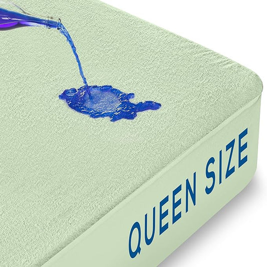 Utopia Bedding Waterproof Mattress Protector Queen Size, Premium Terry Mattress Cover 200 GSM, Breathable, Fitted Style with Stretchable Pockets (Sage)
