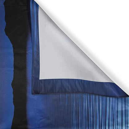 Ambesonne Night Kitchen Curtains, Fantasy Moon and Clouds Over Calm Water Seascape Dramatic Cloudy Dark Sky, Window Drapes 2 Panel Set for Kitchen Cafe Decor, 55" x 39", Navy Blue