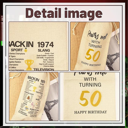 Funny Birthday Wine Bag Gifts - 50th Birthday Gifts 50th Birthday Gift Ideas for Women Men Birthday Gift Red Wine Bag Birthday Party Decor Drawstring Burlap Wine Bottle Bag