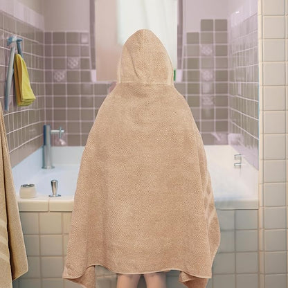 Hooded Bath Towel Wrap - 100% Cotton Popcorn Large Oversized Hooded Kids Towel - Toddler Shower Pool Beach Towel -600 GSM- Soft Absorbent Quick Dry Easy Care Gift - 30x52 inches - Linen