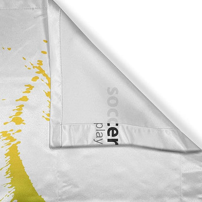 Ambesonne Sports Kitchen Curtains, Soccer Proffesional Player Kicks Ball Watercolor Style Spray Championship Image, Window Drapes 2 Panel Set for Kitchen Cafe Decor, 55" x 39", Orange Magenta