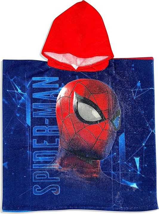Kids Official Licensed Character Soft Beach/Hooded Bath Towel (Spiderman Blue, 40 x 60)