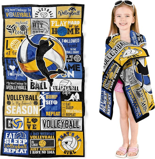 Volleyball Towel for Girls 30" x 60" Microfiber Volleyball Beach Towel for Women Bath Pool Shower Camping Travel Towel