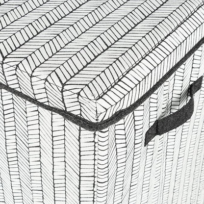 Sammy & Lou Collapsible Felt Soft Toy Box Toy Chest for Toddlers Toy Storage Organizer with Handles and Hinged Lid, 22 x 14.5 x 15 inches, Herringbone