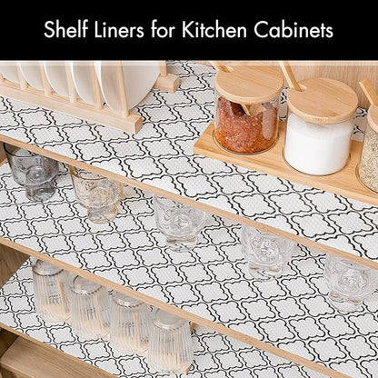 Cooyes Shelf Liner – Non-Slip Shelf Liners for Kitchen Cabinets – Waterproof Shelf Paper with Modern Pattern – Durable EVA Cabinet Liners