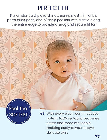 TotAha Mini Crib Sheets Boho Rainbow, Hypoallergenic Pack N Play Mattress Sheets, Buttery Soft Pack and Play Fitted Sheets 24x38x5, 2 Pack