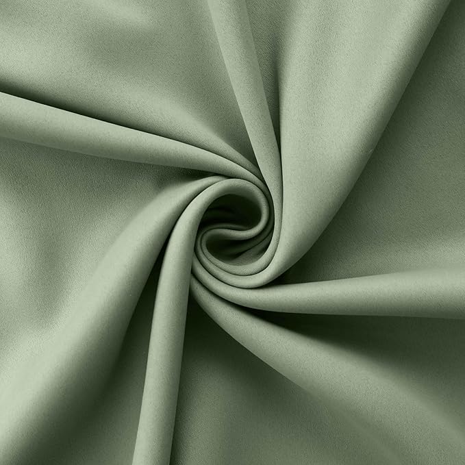 Mrs.Naturall Sage Green Blackout Curtains 90 Inches Long for Living Room 2 Panels Set,Grommet Light Blocking Thermal Insulated Room Darkening Boho Curtain Drapes for Bedroom,Light Green