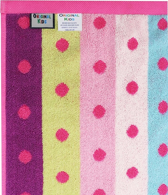 Hooded Bath Towel Wrap - 100% Cotton Jacquard Reversible Large Hooded Kids Towel - Toddler Shower Pool Beach Towel - Soft Plush Absorbent Quick Dry Easy Care Gift -26x50- Pink Multicolor