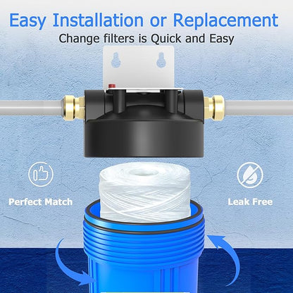 25 Micron Whole House Water Filter Cartridge, String Wound Sediment Filters for Well Water, Replacement for 84637, WPX5BB97P, WP10BB97P, WP25BB97P - 10" x 4.5" Cartridges - Pack of 4