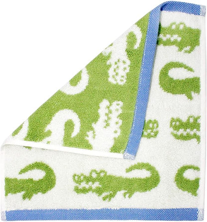 Wash Cloth - Bath Time in A While Crocodile Set of 12 Washcloths - 100% Cotton Jacquard Super Soft Colorful Absorbent Quick Dry Easy Care Face Towel Face Cloth Gift - 12x12 - Green Blue