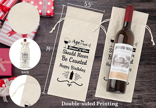 Birthday Wine Bag,Pairs Well With Happy Birthday,Gift Birthday Planning Gift,Gift Birthday Party,Birthday Decorations Wine Bag,Reusable Wine Bags With Drawstring,L14