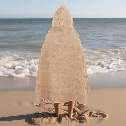 Hooded Bath Towel Wrap - 100% Cotton Popcorn Large Oversized Hooded Kids Towel - Toddler Shower Pool Beach Towel -600 GSM- Soft Absorbent Quick Dry Easy Care Gift - 30x52 inches - Linen