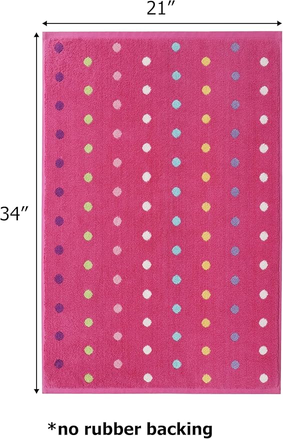 Bath Time Kids Bath Mat - Sugar & Spice 100% Cotton Reversible Shower Mat - Soft Absorbent 1100 GSM Toddler Bath Tub Mat - Step Out Towel Floor Mat -Not a Bathroom Rug-21x34- Pink Multi