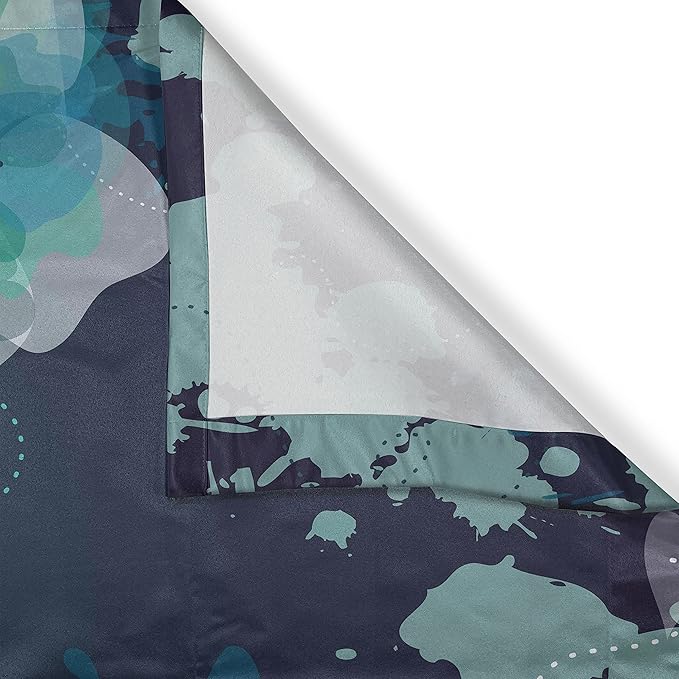 Ambesonne Navy Kitchen Curtains, Sketchy Abstract Blossoms Flowers with Leaves on Grunge Backdrop, Window Drapes 2 Panel Set for Kitchen Cafe Decor, 55" x 39", Green Navy