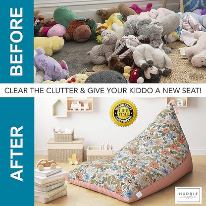 Stuffed Animal Bean Bag Storage - Machine Washable Bean Bag Chair for Kids - Extra Large Cover for Stuffing with Plush Toys, Pillows, Soft Items - Stuffed Animal Holder for Boys & Girls - Boho Floral
