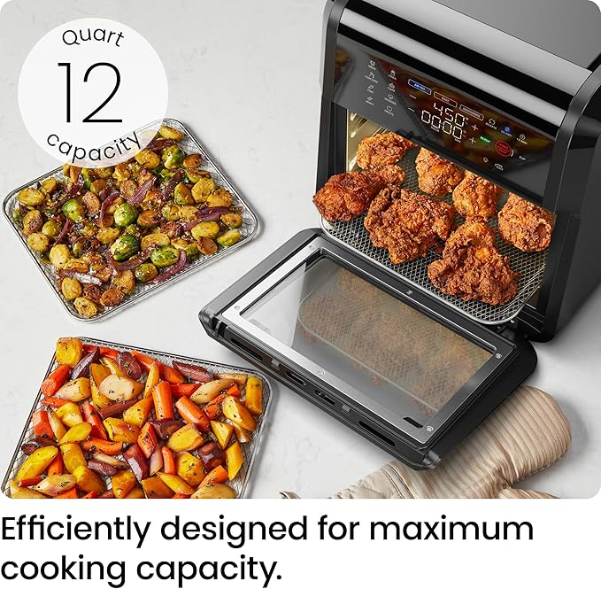 Chefman 12-Quart 6-in-1 Air Fryer Oven with Digital Timer, Touchscreen, and 12 Presets - Family Size Countertop Convection Oven, Dishwasher-Safe Parts
