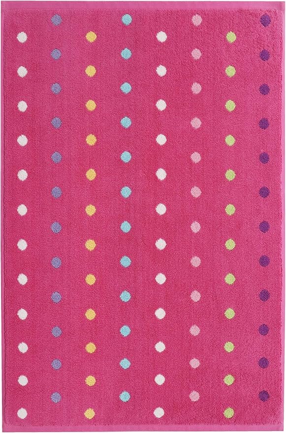 Bath Time Kids Bath Mat - Sugar & Spice 100% Cotton Reversible Shower Mat - Soft Absorbent 1100 GSM Toddler Bath Tub Mat - Step Out Towel Floor Mat -Not a Bathroom Rug-21x34- Pink Multi