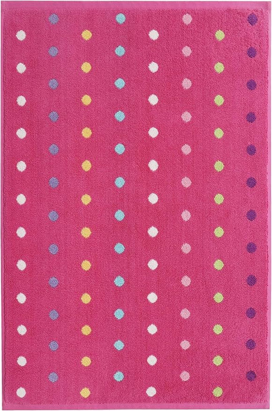 Bath Time Kids Bath Mat - Sugar & Spice 100% Cotton Reversible Shower Mat - Soft Absorbent 1100 GSM Toddler Bath Tub Mat - Step Out Towel Floor Mat -Not a Bathroom Rug-21x34- Pink Multi