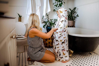 Little Unicorn Cotton Muslin & Terry Hooded Towel, Larger Size 1-6 Years (Woof)
